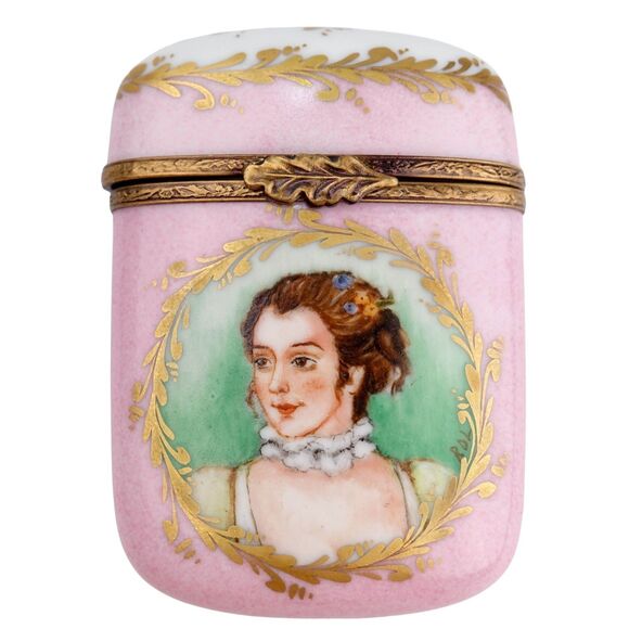 Limoges Other - Limoges France Peint Main Lady Portrait Artist Signed Trinket Box RARE
